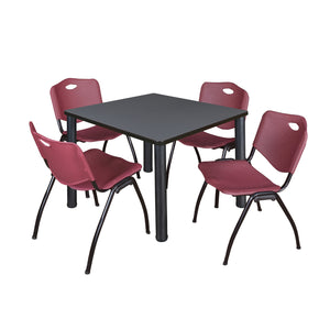 Kee Square Breakroom Table and Chair Package, Kee 36" Square Post-Leg Breakroom Table with 4 M Stack Chairs