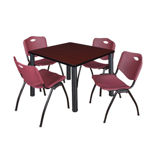 Kee Square Breakroom Table and Chair Package, Kee 36" Square Post-Leg Breakroom Table with 4 M Stack Chairs