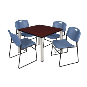 Kee Square Breakroom Table and Chair Package, Kee 36" Square Post-Leg Breakroom Table with 4 Zeng Stack Chairs