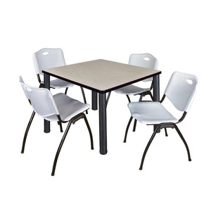 Kee Square Breakroom Table and Chair Package, Kee 36" Square Post-Leg Breakroom Table with 4 M Stack Chairs
