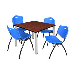 Kee Square Breakroom Table and Chair Package, Kee 42" Square Post-Leg Breakroom Table with 4 M Stack Chairs