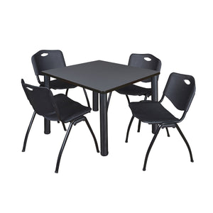Kee Square Breakroom Table and Chair Package, Kee 42" Square Post-Leg Breakroom Table with 4 M Stack Chairs
