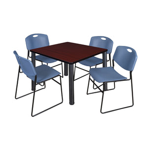 Kee Square Breakroom Table and Chair Package, Kee 42" Square Post-Leg Breakroom Table with 4 Zeng Stack Chairs