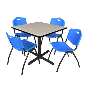Cain Square Breakroom Table and Chair Package, Cain 42" Square X-Base Breakroom Table with 4 "M" Stack Chairs