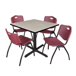 Cain Square Breakroom Table and Chair Package, Cain 42" Square X-Base Breakroom Table with 4 "M" Stack Chairs
