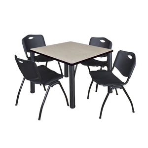 Kee Square Breakroom Table and Chair Package, Kee 42" Square Post-Leg Breakroom Table with 4 M Stack Chairs