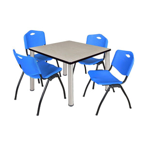 Kee Square Breakroom Table and Chair Package, Kee 42" Square Post-Leg Breakroom Table with 4 M Stack Chairs