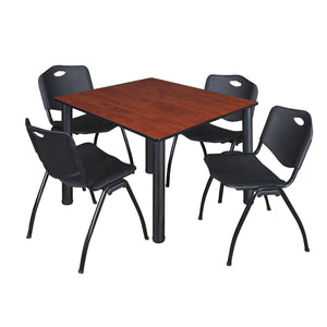 Kee Square Breakroom Table and Chair Package, Kee 48" Square Post-Leg Breakroom Table with 4 M Stack Chairs