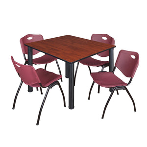 Kee Square Breakroom Table and Chair Package, Kee 48" Square Post-Leg Breakroom Table with 4 M Stack Chairs