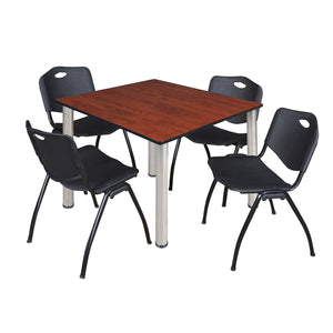 Kee Square Breakroom Table and Chair Package, Kee 48" Square Post-Leg Breakroom Table with 4 M Stack Chairs
