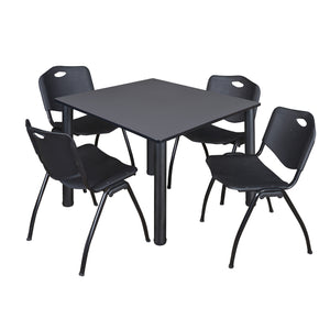 Kee Square Breakroom Table and Chair Package, Kee 48" Square Post-Leg Breakroom Table with 4 M Stack Chairs