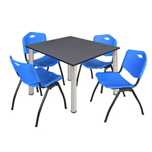 Kee Square Breakroom Table and Chair Package, Kee 48" Square Post-Leg Breakroom Table with 4 M Stack Chairs