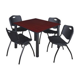 Kee Square Breakroom Table and Chair Package, Kee 48" Square Post-Leg Breakroom Table with 4 M Stack Chairs
