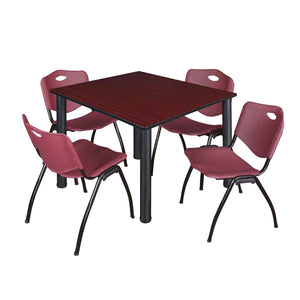 Kee Square Breakroom Table and Chair Package, Kee 48" Square Post-Leg Breakroom Table with 4 M Stack Chairs