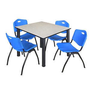 Kee Square Breakroom Table and Chair Package, Kee 48" Square Post-Leg Breakroom Table with 4 M Stack Chairs