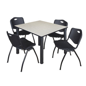 Kee Square Breakroom Table and Chair Package, Kee 48" Square Post-Leg Breakroom Table with 4 M Stack Chairs