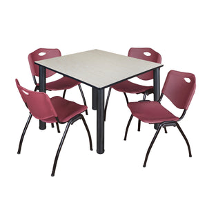 Kee Square Breakroom Table and Chair Package, Kee 48" Square Post-Leg Breakroom Table with 4 M Stack Chairs