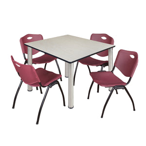 Kee Square Breakroom Table and Chair Package, Kee 48" Square Post-Leg Breakroom Table with 4 M Stack Chairs