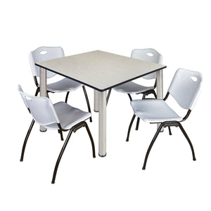 Kee Square Breakroom Table and Chair Package, Kee 48" Square Post-Leg Breakroom Table with 4 M Stack Chairs