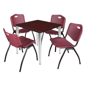 Kahlo Square Breakroom Table and Chair Package, 30" Square Kahlo Tapered Leg Breakroom Table with 4 "M" Stack Chairs