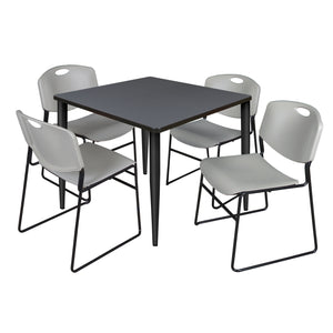 Kahlo Square Breakroom Table and Chair Package, 36" Square Kahlo Tapered Leg Breakroom Table with 4 Zeng Stack Chairs