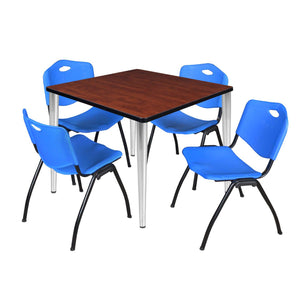 Kahlo Square Breakroom Table and Chair Package, 42" Square Kahlo Tapered Leg Breakroom Table with 4 "M" Stack Chairs