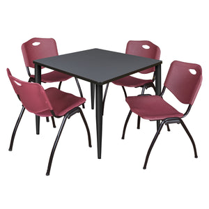 Kahlo Square Breakroom Table and Chair Package, 42" Square Kahlo Tapered Leg Breakroom Table with 4 "M" Stack Chairs