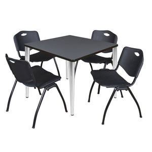 Kahlo Square Breakroom Table and Chair Package, 42" Square Kahlo Tapered Leg Breakroom Table with 4 "M" Stack Chairs