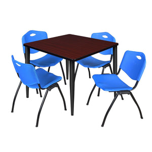 Kahlo Square Breakroom Table and Chair Package, 42" Square Kahlo Tapered Leg Breakroom Table with 4 "M" Stack Chairs