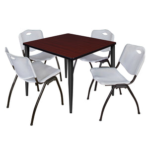 Kahlo Square Breakroom Table and Chair Package, 42" Square Kahlo Tapered Leg Breakroom Table with 4 "M" Stack Chairs