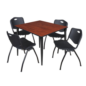 Kahlo Square Breakroom Table and Chair Package, 48" Square Kahlo Tapered Leg Breakroom Table with 4 "M" Stack Chairs