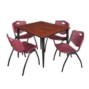 Kahlo Square Breakroom Table and Chair Package, 48" Square Kahlo Tapered Leg Breakroom Table with 4 "M" Stack Chairs