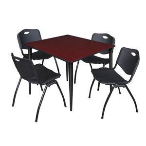 Kahlo Square Breakroom Table and Chair Package, 48" Square Kahlo Tapered Leg Breakroom Table with 4 "M" Stack Chairs