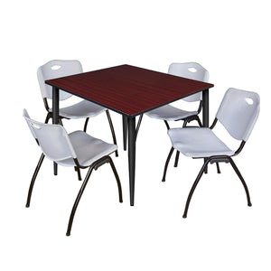 Kahlo Square Breakroom Table and Chair Package, 48" Square Kahlo Tapered Leg Breakroom Table with 4 "M" Stack Chairs