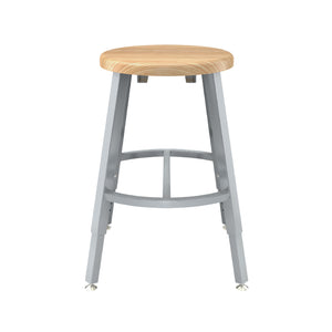 Titan Adjustable Height Stool, Solid Oak Seat, 18-26" Seat Height