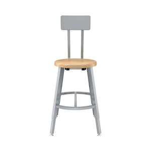 Titan Adjustable Height Stool with Backrest, Solid Oak Seat, 18-26" Seat Height