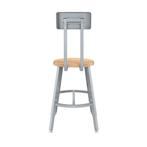 Titan Adjustable Height Stool with Backrest, Solid Oak Seat, 18-26" Seat Height