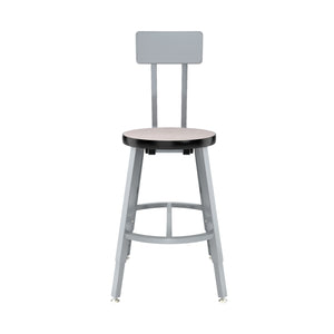 Titan Adjustable Height Stool with Backrest, Laminate Seat with Particleboard Core/T-Mold Edge, 18-26" Seat Height