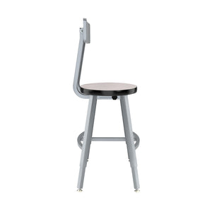 Titan Adjustable Height Stool with Backrest, Laminate Seat with Particleboard Core/T-Mold Edge, 18-26" Seat Height