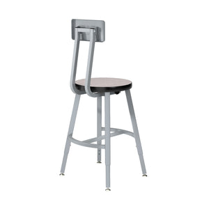 Titan Adjustable Height Stool with Backrest, Laminate Seat with Particleboard Core/T-Mold Edge, 18-26" Seat Height