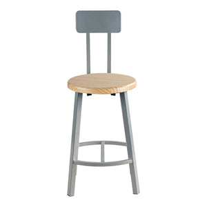Titan Stool with Backrest, Solid Oak Seat, 24" Seat Height