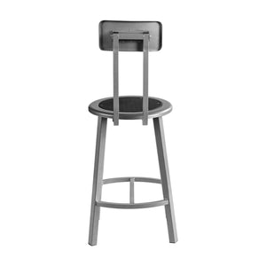 Titan Stool with Backrest, Steel Seat with Black Poly Center, 24" Seat Height