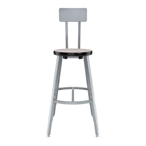 Titan Adjustable Height Stool with Backrest, Laminate Seat with Particleboard Core/T-Mold Edge, 24-32" Seat Height