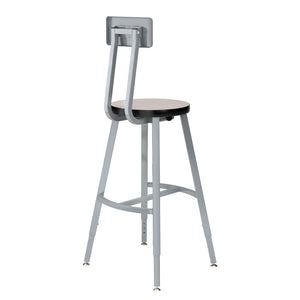 Titan Adjustable Height Stool with Backrest, Laminate Seat with Particleboard Core/T-Mold Edge, 24-32" Seat Height