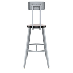 Titan Adjustable Height Stool with Backrest, Laminate Seat with Particleboard Core/T-Mold Edge, 24-32" Seat Height