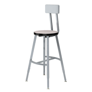 Titan Adjustable Height Stool with Backrest, Laminate Seat with Particleboard Core/T-Mold Edge, 24-32" Seat Height