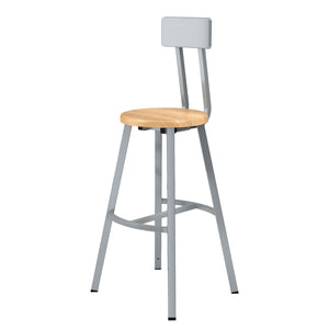 Titan Stool with Backrest, Solid Oak Seat, 30" Seat Height