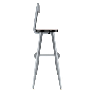 Titan Adjustable Height Stool with Backrest, Laminate Seat with MDF Core/ProtectEdge, 30-38" Seat Height
