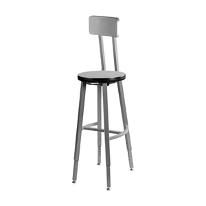 Titan Adjustable Height Stool with Backrest, Laminate Seat with Particleboard Core/T-Mold Edge, 30-38" Seat Height