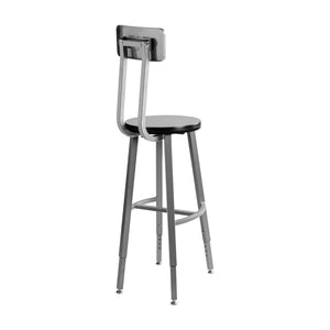 Titan Adjustable Height Stool with Backrest, Laminate Seat with Particleboard Core/T-Mold Edge, 30-38" Seat Height